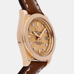 Breitling Champagne 18k Rose Gold Galactic H7133012/H550 Quartz Women's Wristwatch 32 mm
