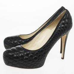 Pre Owned Brian Atwood Black Quilted Leather Maniac Pump Size 40.5