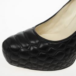 Pre Owned Brian Atwood Black Quilted Leather Maniac Pump Size 40.5