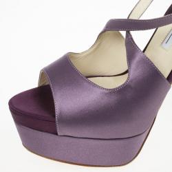 Brian Atwood Purple Satin Alexie Platform Sandals Size 39