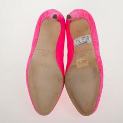 Brian Atwood Fuchsia Lace Maniac Platform Pumps Size 38.5