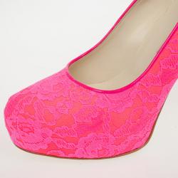Brian Atwood Fuchsia Lace Maniac Platform Pumps Size 38.5