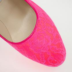 Brian Atwood Fuchsia Lace Maniac Platform Pumps Size 38.5