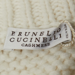 Pre Owned Brunello Cucinelli White Cashmere Cable-Knit Zip-Up Jacket M