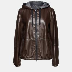 Brown Lambskin Leather Jacket M (IT