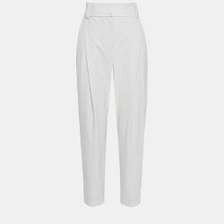 Ecru Wool-Blend Tapered Pants XS (IT