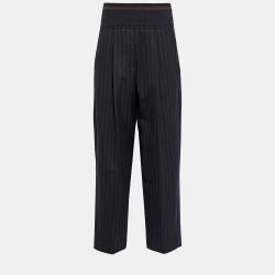 Charcoal Grey Striped Wool Pants S (IT