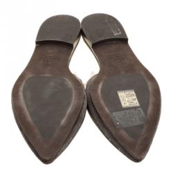 Brunello Cucinelli Grey Suede Monile Pointed Toe Slip On Mules Size 38
