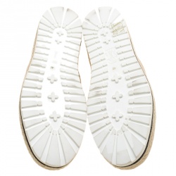 Pre Owned Brunello Cucinelli Beige Leather Espadrille Slip On Sneakers Size 40