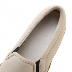 Pre Owned Brunello Cucinelli Beige Leather Espadrille Slip On Sneakers Size 40
