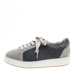 Brunello Cucinelli Beige Nubuck Paneled Platform Sneakers Size 40