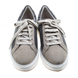 Brunello Cucinelli Beige Nubuck Paneled Platform Sneakers Size 40