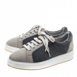 Brunello Cucinelli Beige Nubuck Paneled Platform Sneakers Size 40