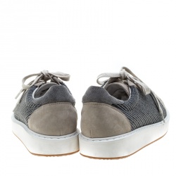 Brunello Cucinelli Beige Nubuck Paneled Platform Sneakers Size 40
