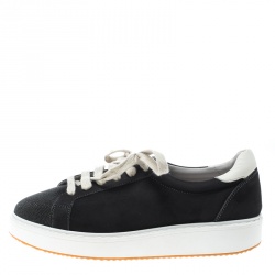 Pre Owned Brunello Cucinelli Grey Leather Embellished Sneakers Size 40