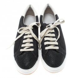 Pre Owned Brunello Cucinelli Grey Leather Embellished Sneakers Size 40