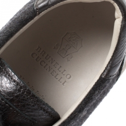 Brunello Cucinelli Dark Grey Wool And Leather Platform Sneakers Size 37.5