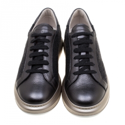 Brunello Cucinelli Dark Grey Wool And Leather Platform Sneakers Size 39