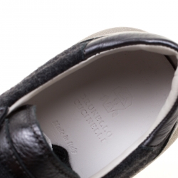 Brunello Cucinelli Dark Grey Wool And Leather Platform Sneakers Size 39