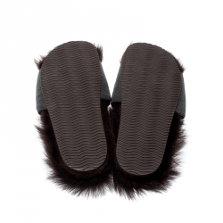 Brunello Cucinelli Brown Monile Bead And Shearling Slip On Slides Size 37