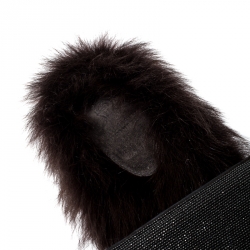 Brunello Cucinelli Brown Monile Bead And Shearling Slip On Slides Size 37