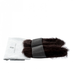 Brunello Cucinelli Brown Monile Bead And Shearling Slip On Slides Size 37