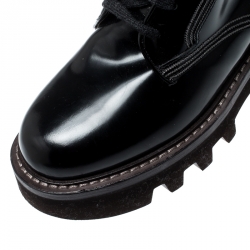 Pre Owned حذاء بوت كاحل برونيلو كوتشينيلي بايكر رباط علوي أسود مقاس 40