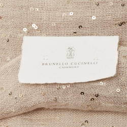 Pre Owned Brunello Cucinelli Beige Sequined Cashmere & Silk Stole