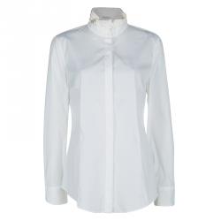 Brunello Cucinelli White Ruffled Collar Detail Long Sleeve Shirt XXL