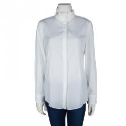 Brunello Cucinelli White Ruffled Collar Detail Long Sleeve Shirt XXL