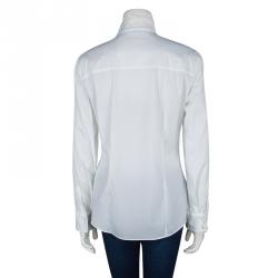 Brunello Cucinelli White Ruffled Collar Detail Long Sleeve Shirt XXL
