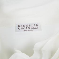 Brunello Cucinelli White Ruffled Collar Detail Long Sleeve Shirt XXL