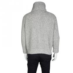 Pre Owned Brunello Cucinelli Raccoon Fur Collar Monili Trim Oversized Cashmere Jacket M