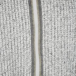 Pre Owned Brunello Cucinelli Raccoon Fur Collar Monili Trim Oversized Cashmere Jacket M