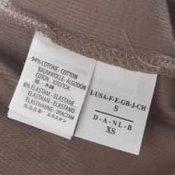 Pre Owned Brunello Cucinelli Brown Rib Jersey Embellished Neck Detail Sleeveless Top S