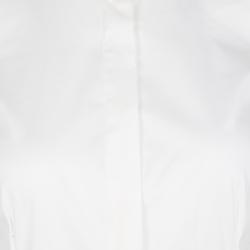 Pre Owned Brunello Cucinelli White Contrast Mesh Cuff Detail Long Sleeve Shirt S