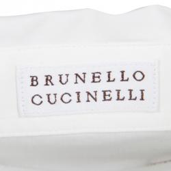 Pre Owned Brunello Cucinelli White Contrast Mesh Cuff Detail Long Sleeve Shirt S