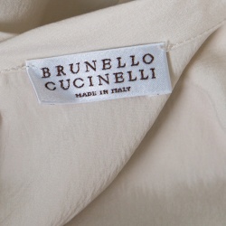 Pre Owned Brunello Cucinelli Cream Embellished Silk Blouse S