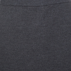 Pre Owned Brunello Cucinelli Grey Wool Embellished Side Seam Detail Midi Skirt XL