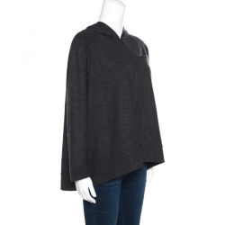 Pre Owned Brunello Cucinelli Dark Grey Cashmere Zip Front Hoodie  XXL