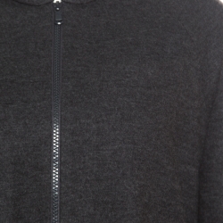 Pre Owned Brunello Cucinelli Dark Grey Cashmere Zip Front Hoodie  XXL