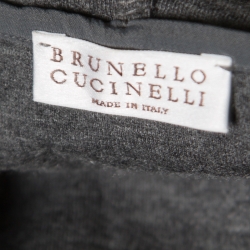 Pre Owned Brunello Cucinelli Dark Grey Cashmere Zip Front Hoodie  XXL