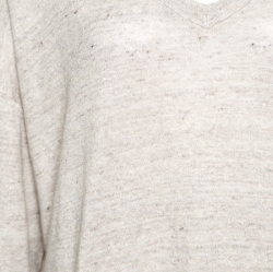 Pre Owned Brunello Cucinelli Beige Metallic Knit Linen Long Sleeve Sweater XXL