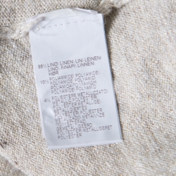 Pre Owned Brunello Cucinelli Beige Metallic Knit Linen Long Sleeve Sweater XXL