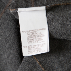Brunello Cucinelli Grey Cashmere Lurex Knit Drop Shoulder Turtleneck Sweater S