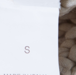 Brunello Cucinelli Beige Chunky Knit Monili Trim V Neck Sweater S