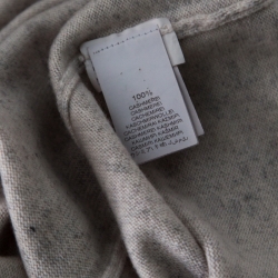 Pre Owned Brunello Cucinelli Cream and Grey Melange Cashmere Monili Neck Trim Detail Sweater M