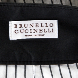 Pre Owned Brunello Cucinelli White Pinstriped Cotton Poplin Layered Vince Maxi Skirt M