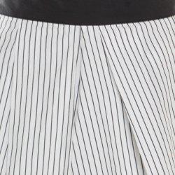 Pre Owned Brunello Cucinelli White Pinstriped Cotton Poplin Layered Vince Maxi Skirt M