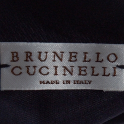 Pre Owned Brunello Cucinelli Navy Blue Stretch Cotton Shift Dress L